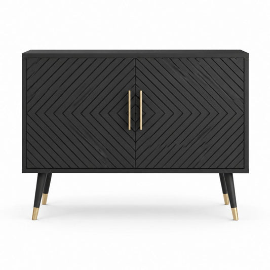 Buffet 2 portes rectangulaire noir en MDF 120 x 40 x 80 cm