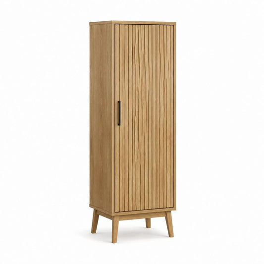 Armoire de chambre 1 porte chêne clair en MDF plaqué chêne rectangulaire 60 x 40 x 180 cm