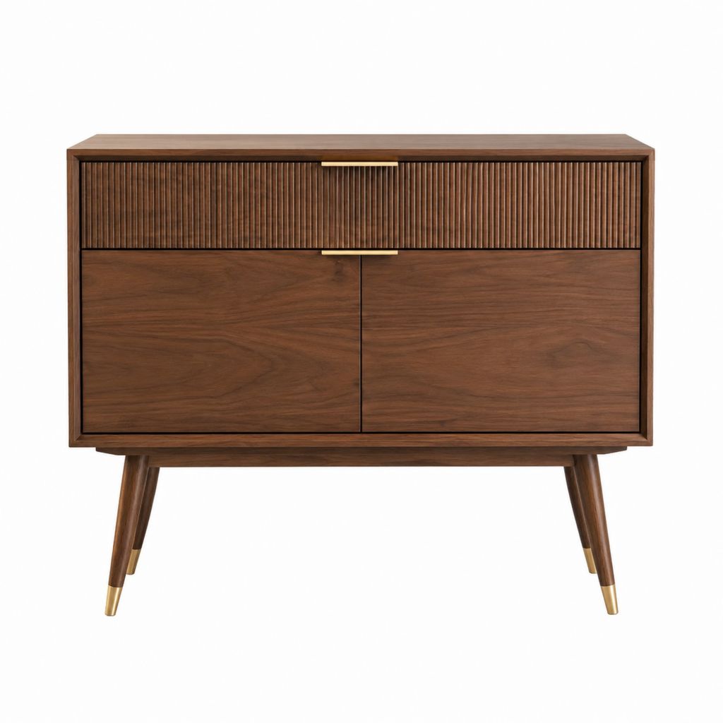 Buffet de salle à manger noyer en MDF plaqué rectangulaire 100 x 40 x 85 cm