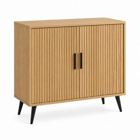 Buffet de rangement 2 portes chêne clair en panneaux de particules 80 x 40 x 100 cm