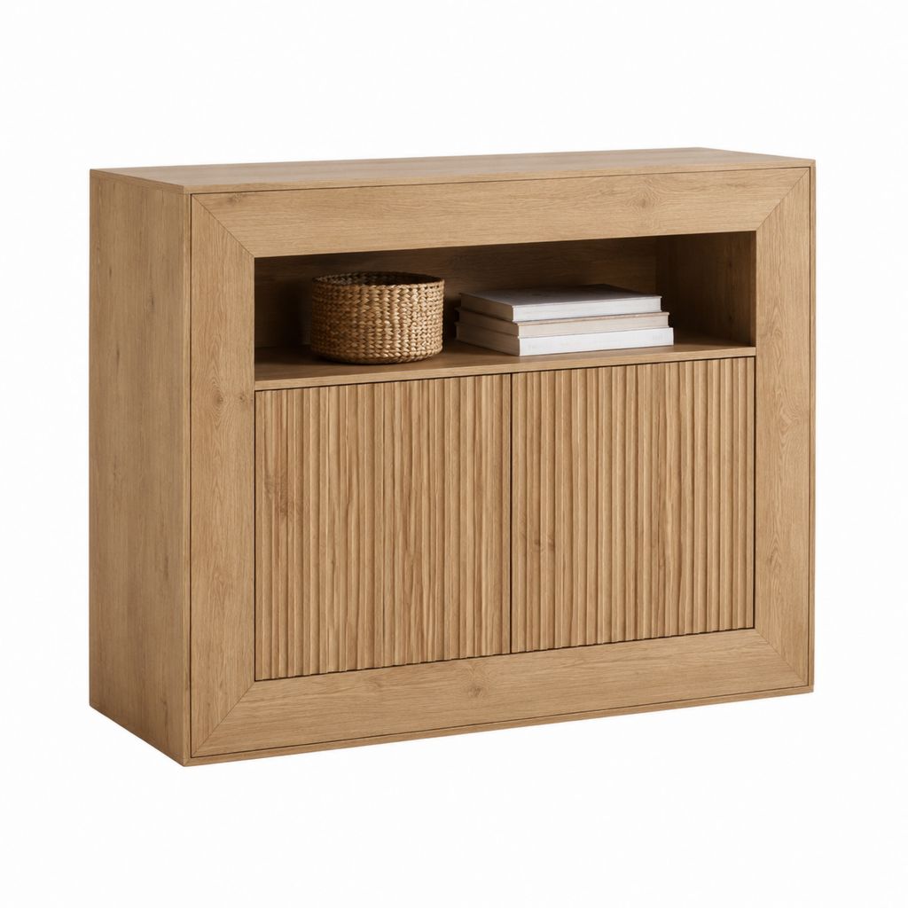 Buffet de rangement chêne clair en panneaux MDF rectangulaire 100 x 40 x 90 cm