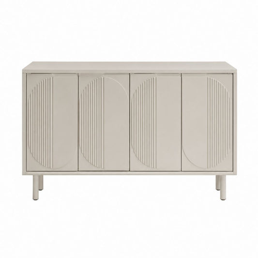 Buffet de salle à manger 4 portes beige en MDF laqué rectangulaire 160 x 40 x 85 cm