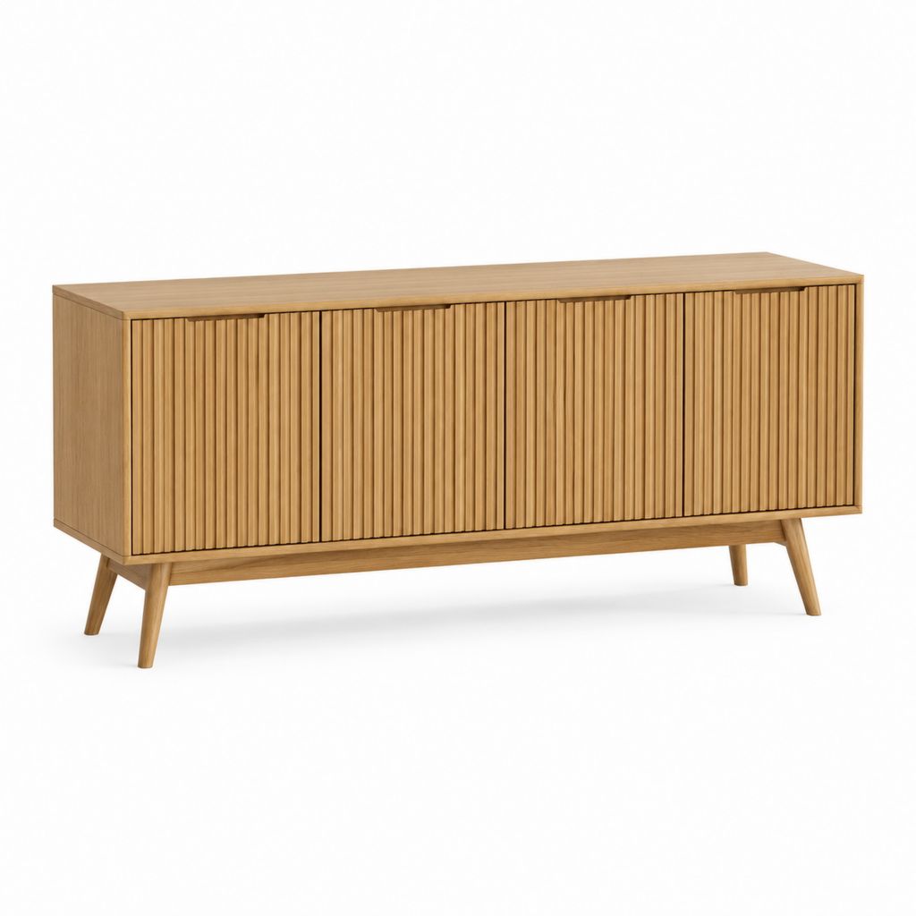 Buffet de salle à manger chêne naturel à 3 portes rainurées 160 x 40 x 75 cm