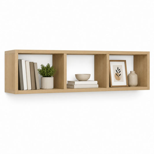 Étagère murale rectangulaire chêne clair en panneaux de particules 120 x 30 x 30 cm