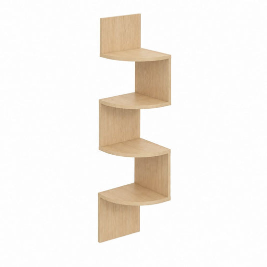 Étagère d'angle zigzag 4 niveaux chêne clair en panneaux de particules 30 x 30 x 120 cm