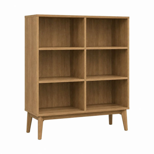 Buffet de rangement ouvert en chêne clair 90 x 35 x 120 cm avec 6 compartiments